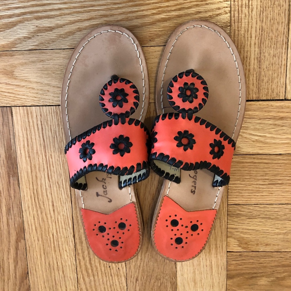 Jack Rogers size 7 coral and black